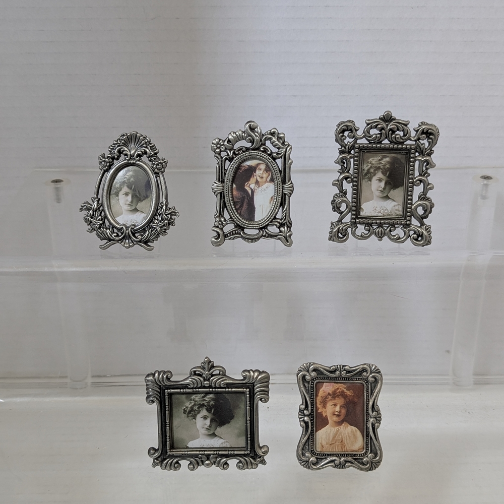 Victorian style miniature metal picture frames Set of 5